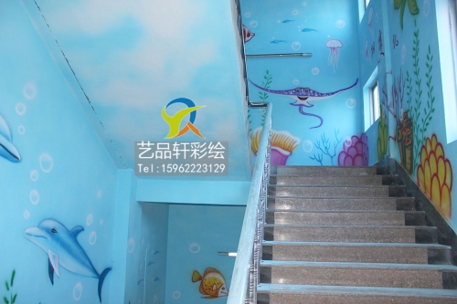 苏州手绘绘就楼道风景